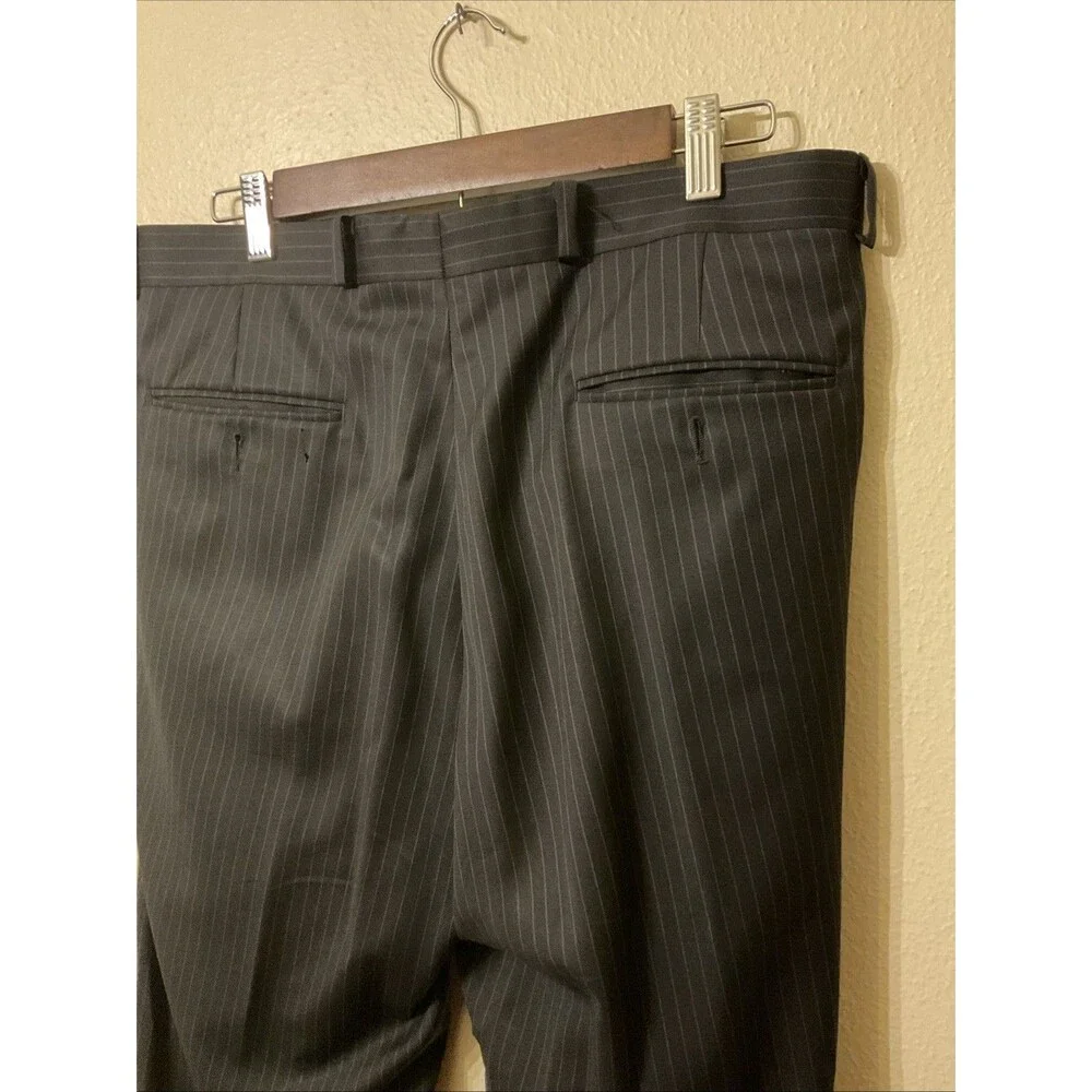 Lauren Ralph Lauren Men’s Black Pinstripe Single Breasted Suit 42L Pants 33 X32